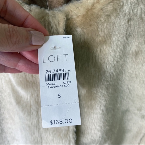 NWT LOFT Faux Fur Suede Jacket Coat Size Small - Picture 12 of 13